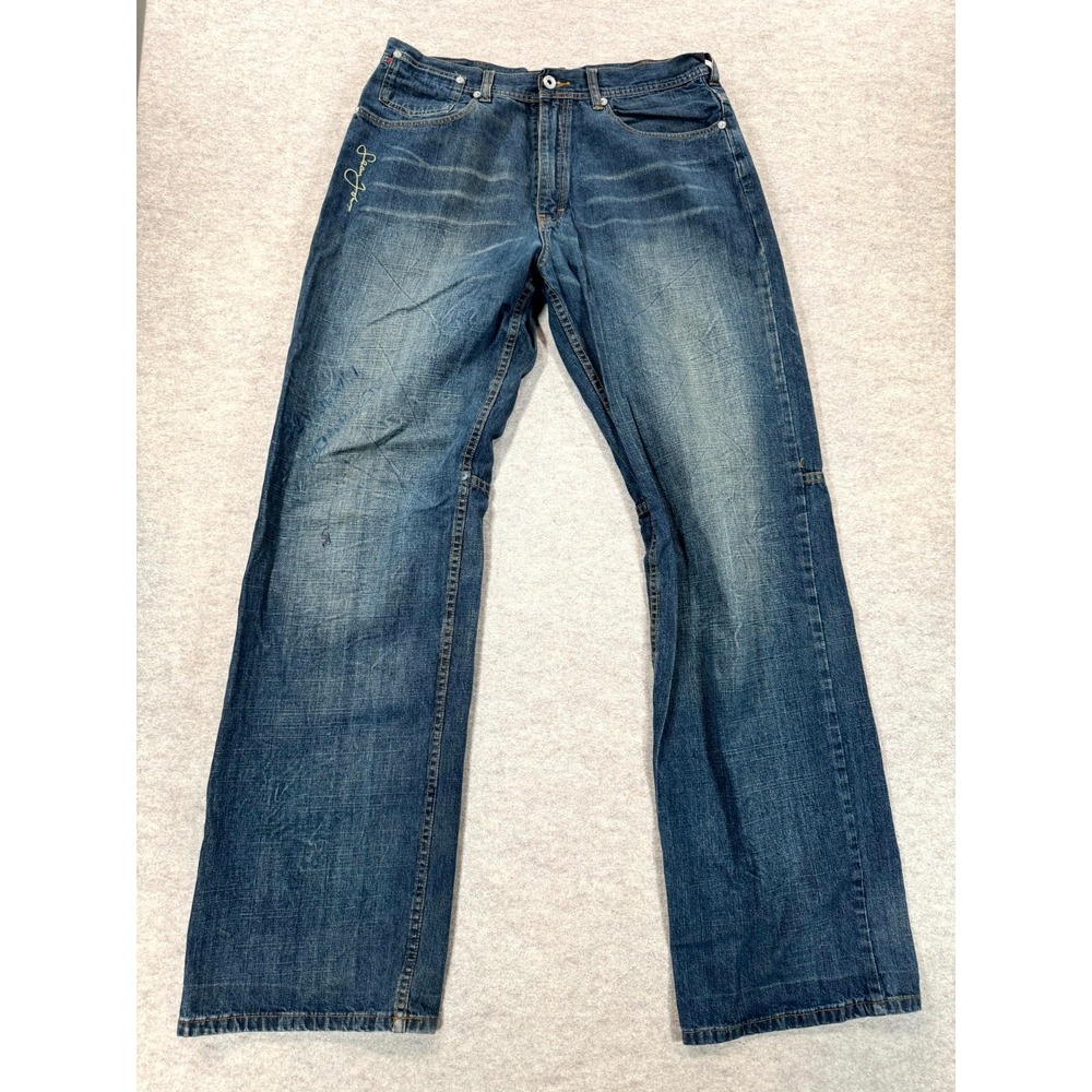 Vintage Sean John Baggy Jeans Mens 34 Blue Denim Medium Wash Cotton High Rise